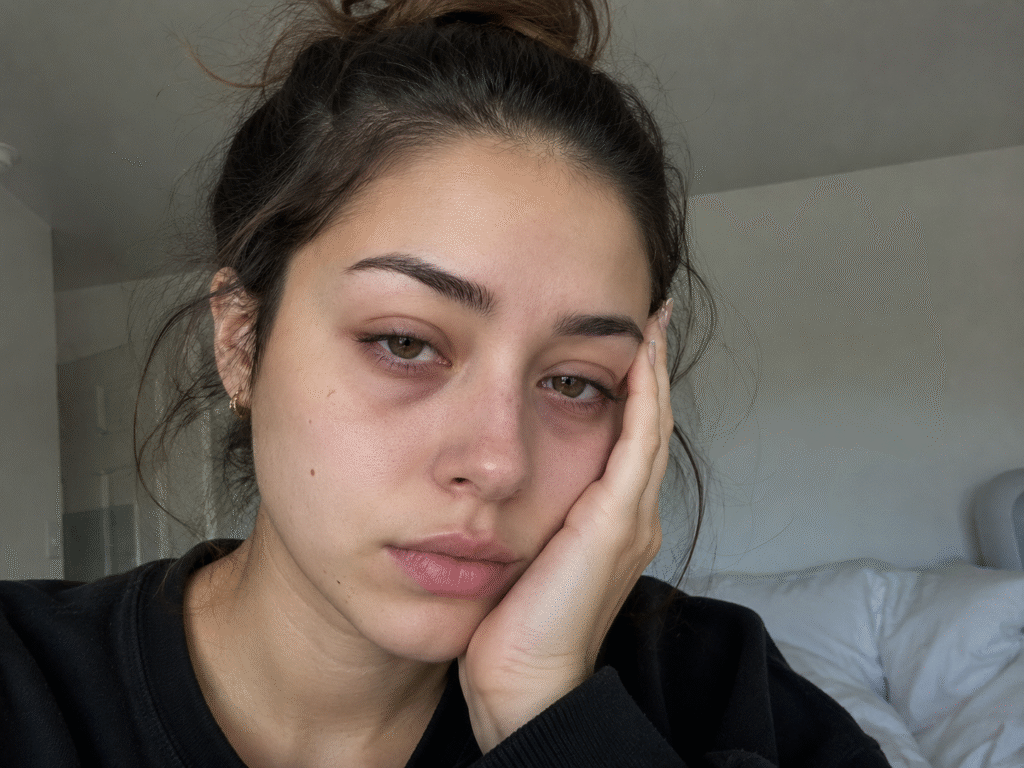 How to Get Rid of Wrinkles Under Eyes 7 Portrait of a girl with lack of sleep