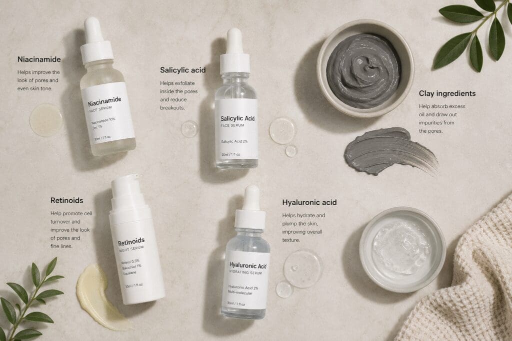 Flatlay image of skincare ingredients