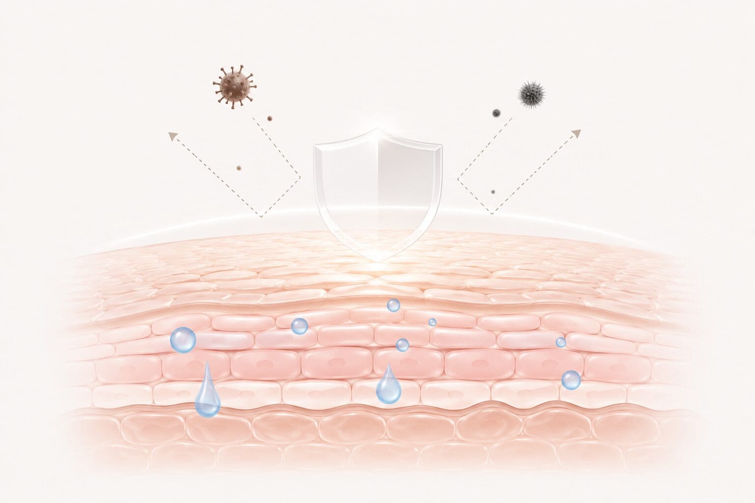 Why Washing Your Face Too Much Can Cause Acne 2 minimal illustration of a healthy skin barrier protecting against external irritants