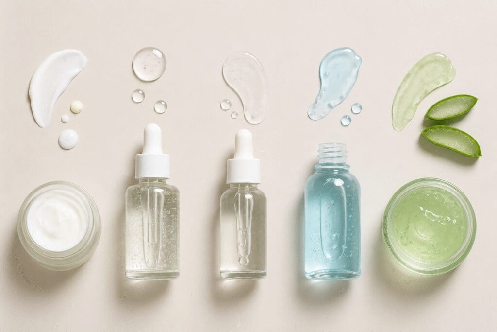Why Washing Your Face Too Much Can Cause Acne 6 minimal flatlay of skincare ingredients