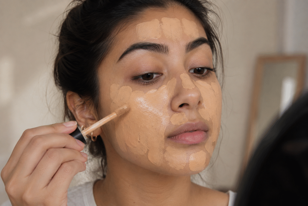 Why Is My Makeup Cakey? Here's What Might Be Causing It 2 Girlapplying foundation