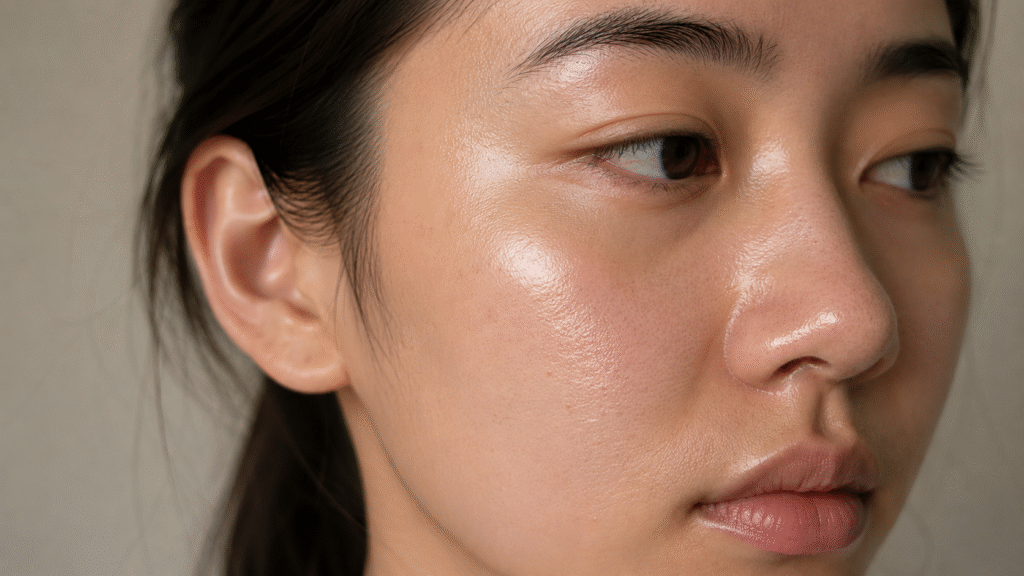 Oily Skin Solutions: Control Shine and Balance Naturally 1 Close up photo of an oily skin