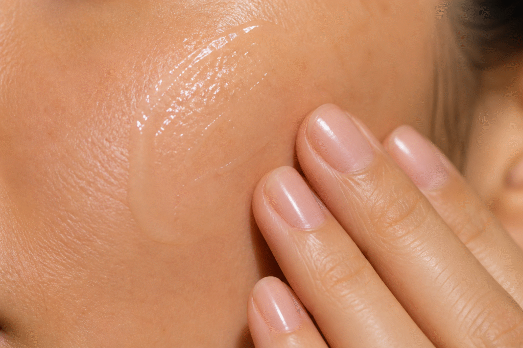How Long to Wait Between Skincare Steps (And Why It Matters) 2 Close-up of skin with product absorbing