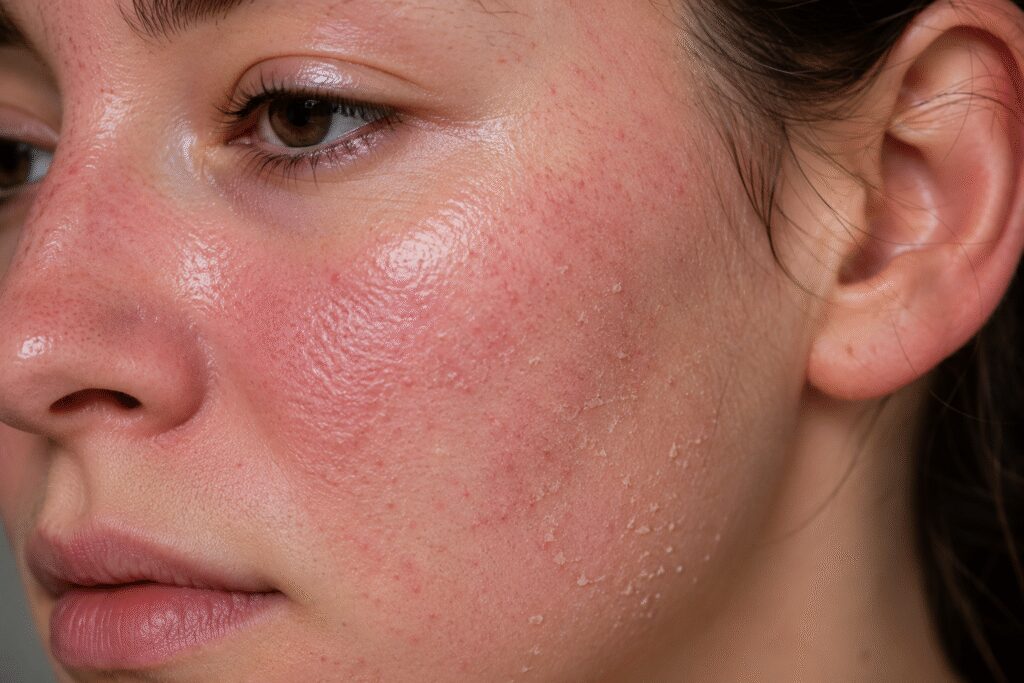 Visible signs of a damaged skin barrier