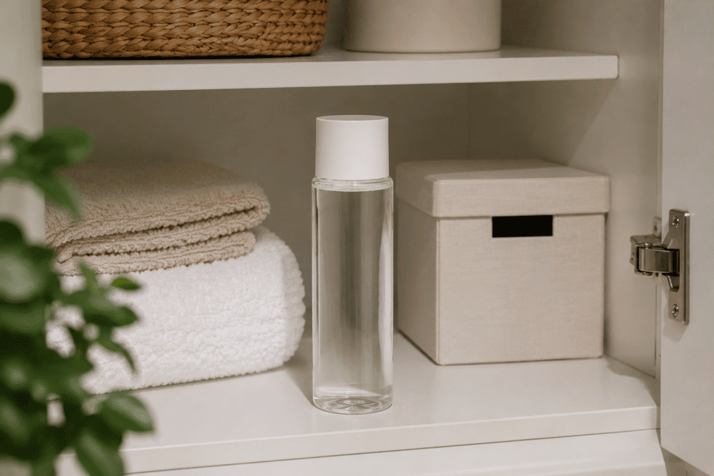 How Long Does Toner Last? Shelf Life, Storage, Freshness 4 Face toner stored in a cool, dry bathroom cabinet