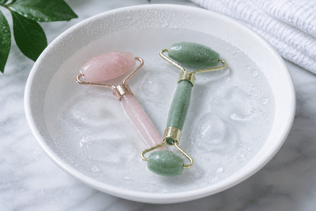 What Does Dipping Your Face in Ice Water Do? 5 Chilled jade and rose quartz facial rollers
