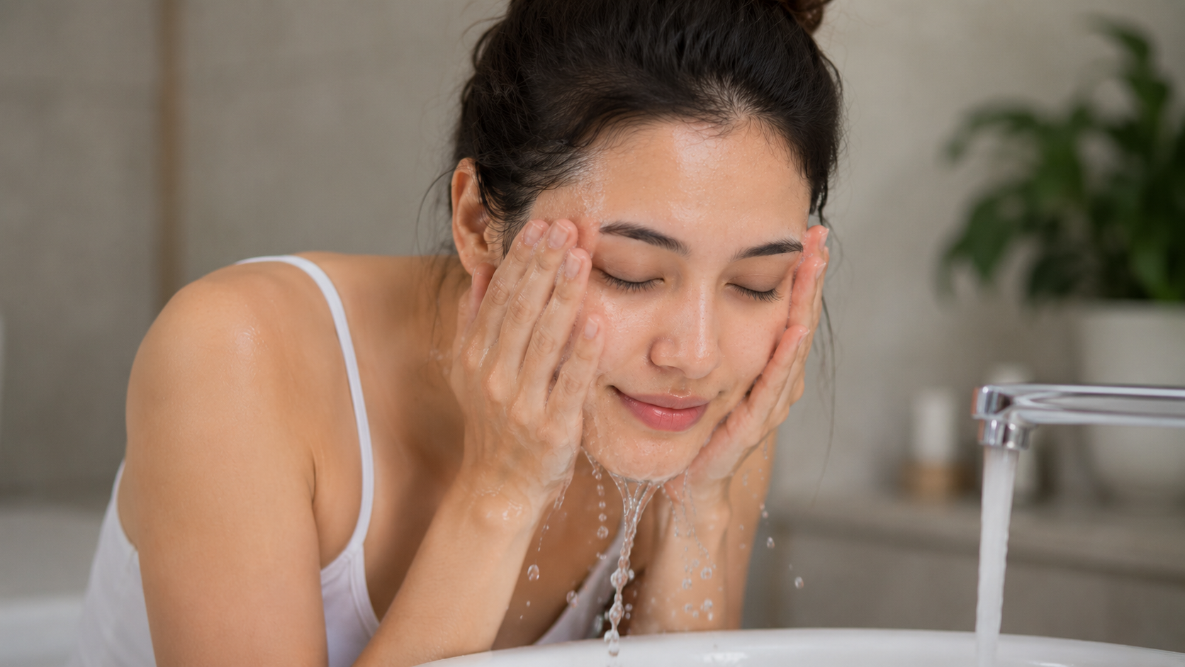 can you wash your face with just water​
