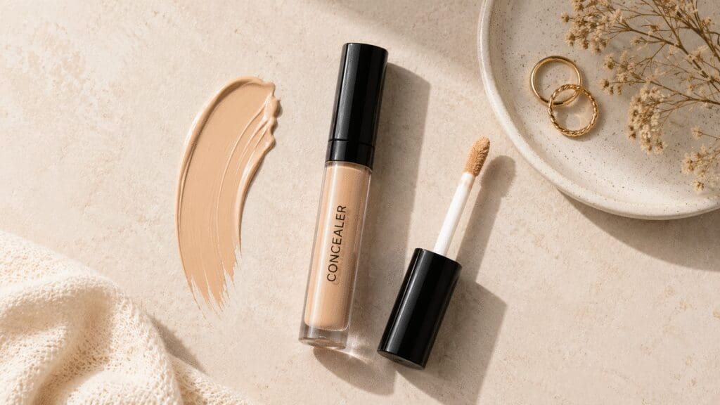 Foundation or Concealer on First: Makeup Order Guide 3 Flat lay image of concealer