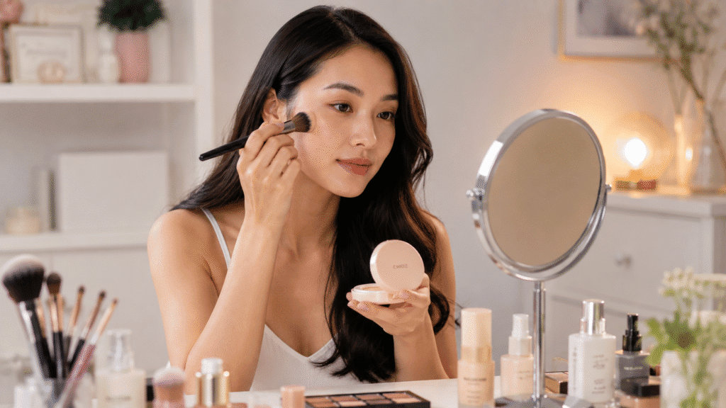 Foundation or Concealer on First: Makeup Order Guide 4 Photo of a woman doing her makeup