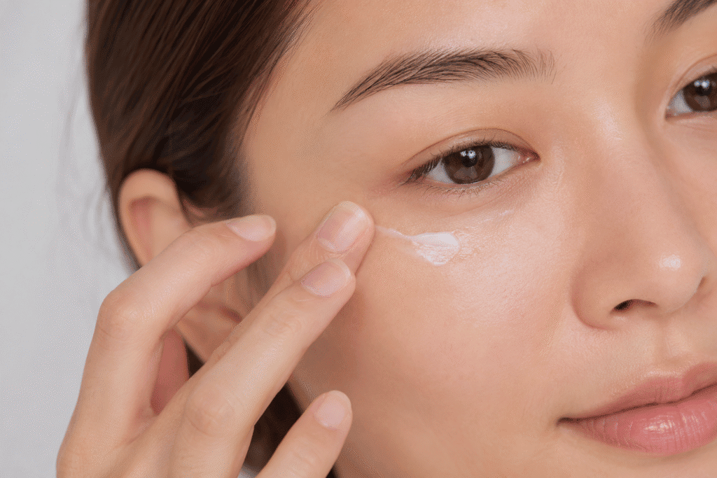 Hyaluronic Acid Eye Cream: A Simple Guide 7 Woman gently applying eye cream under her eye.