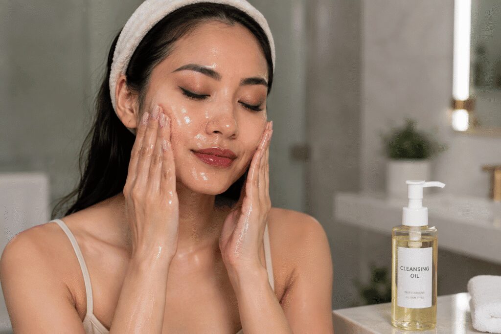 How Do You Remove Makeup Without Makeup Remover 5 Woman cleansing waterproof makeup with cleansing oil.