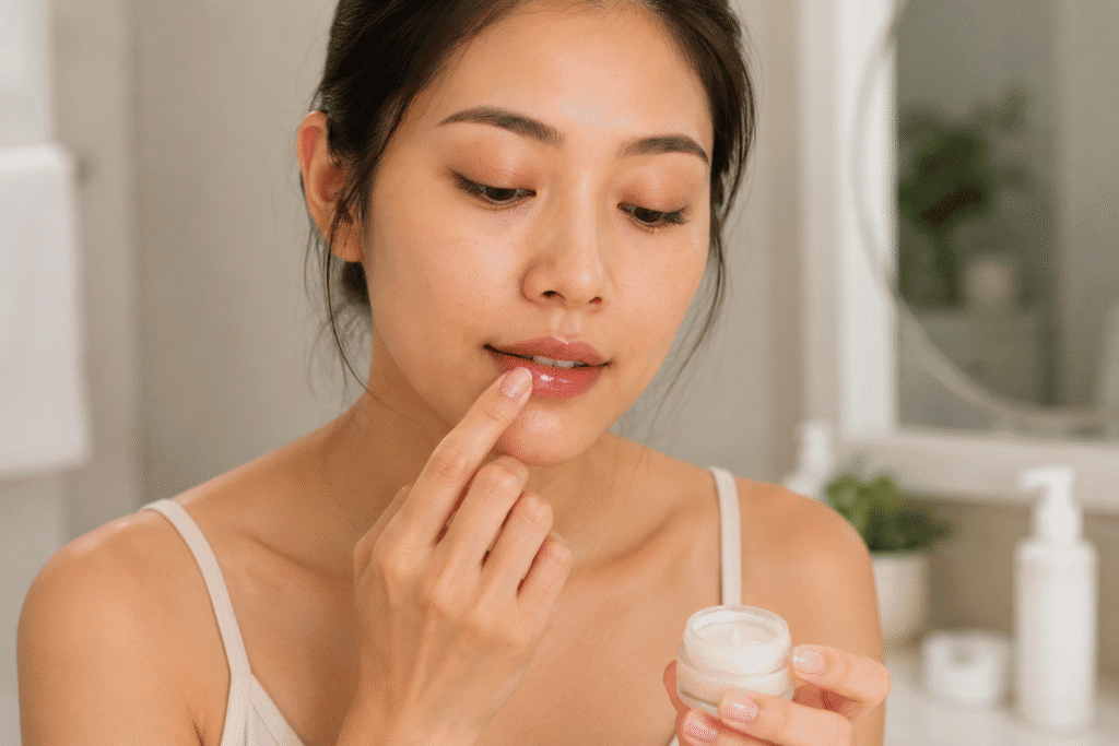 How Do You Remove Makeup Without Makeup Remover 8 Woman using moisturizer to remove lipstick.