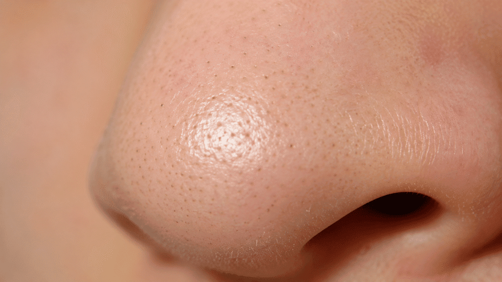 How to Reduce Pores on Face: Simple Ways to Get Smoother-Looking Skin 5 Close-up of sebaceous filaments on the nose.